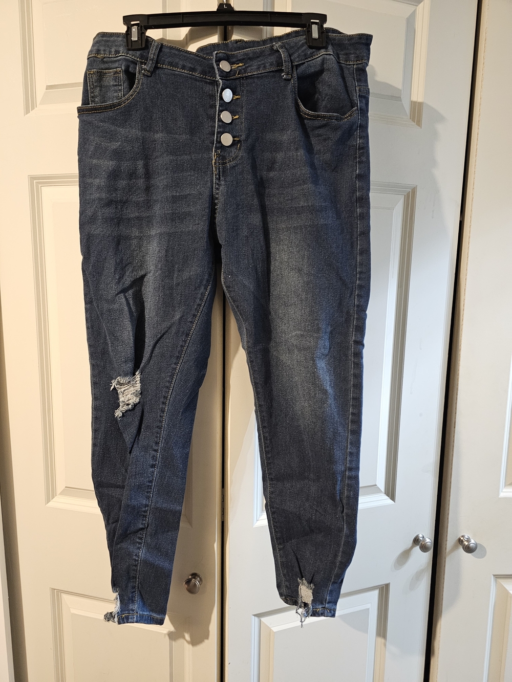 Dark Wash High-Rise Button-Fly Women's Jeans XL